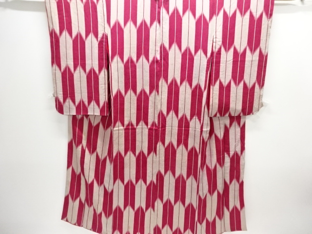 アンティーク　紋錦紗　矢羽根模様着物